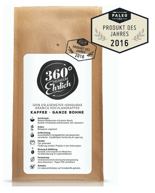 Café en grano 100% Arábica recomendado por calidad-precio (y sabor): '360 ° Rundum Ehrlich "