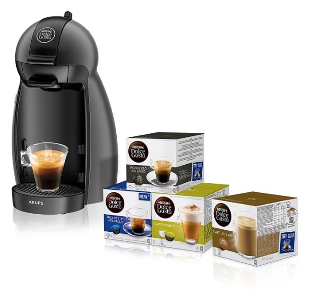 Pack Cafetera Krups Dolce Gusto Piccolo (negro) + 4 packs variados café Dolce Gusto
