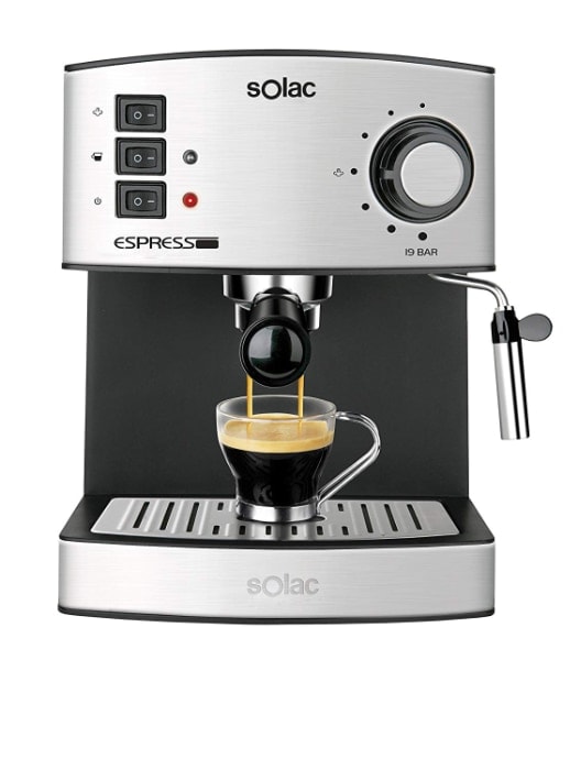 Solac CE4480 Espresso-Cafetera (Capacidad, 19 Bares, 1,25 litros,vaporizador), 850 W, 1.25 litros