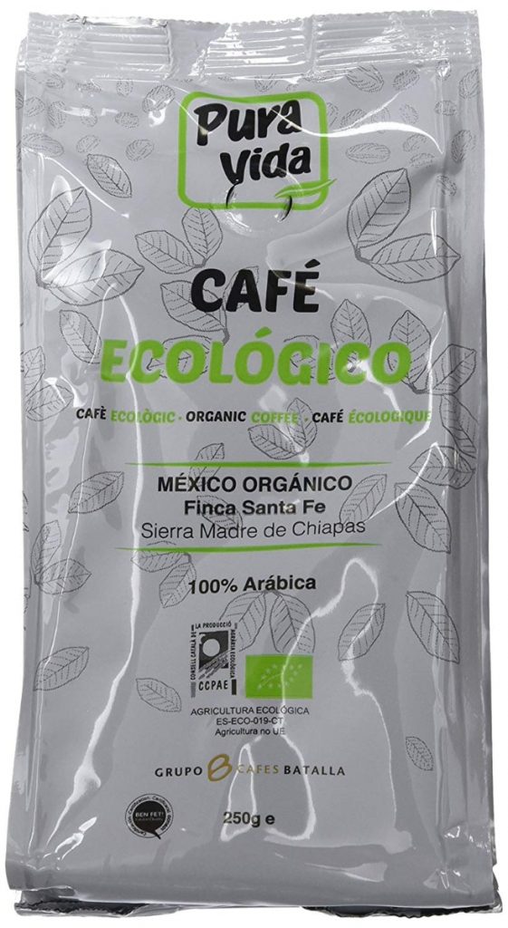 Pura Vida Café Ecológico Natural Molido - 4 Paquetes de 250 gr - Total: 1Kg