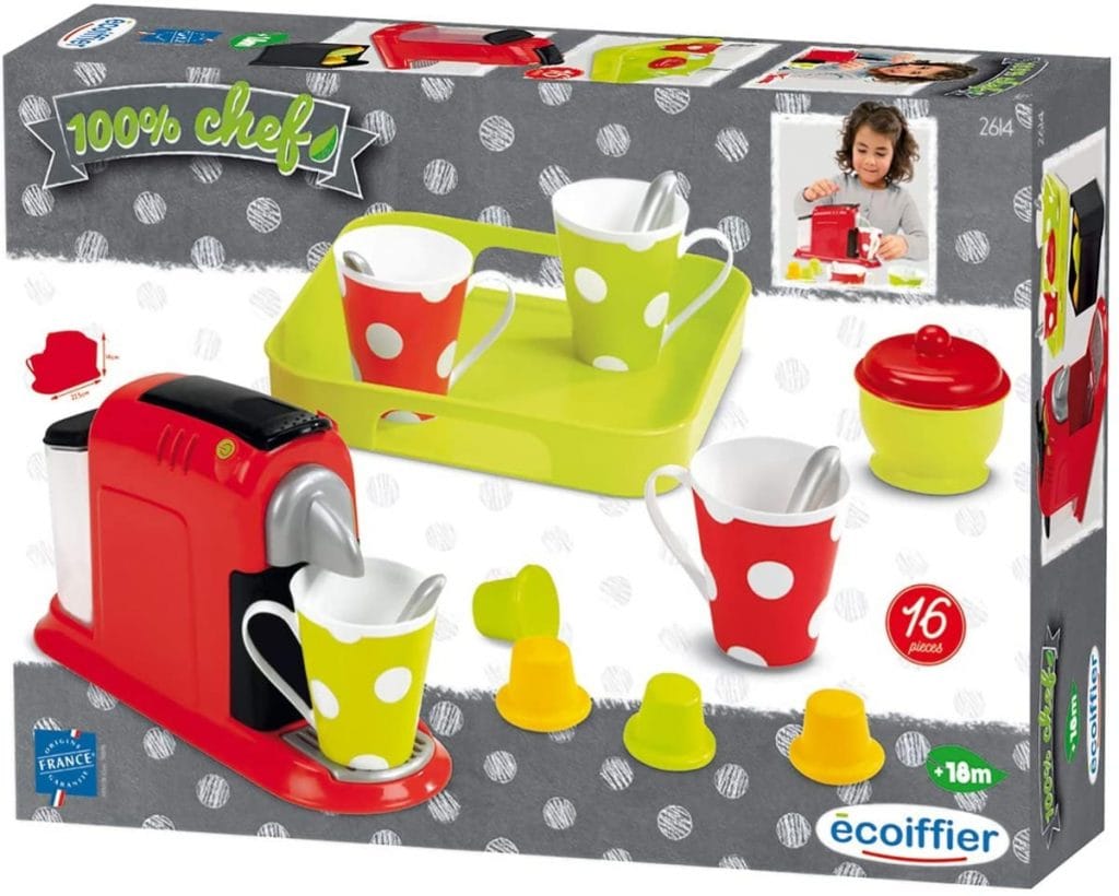 Ecoiffier 2614 - Cafetera con tazas y accesorios de juguete 