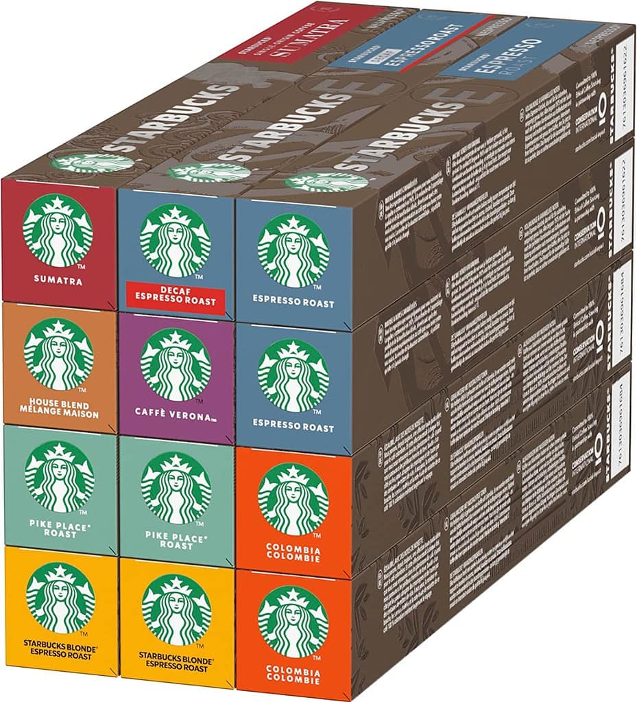STARBUCKS Variety Pack de Nespresso Cápsulas de Café, 12 x Tubo de 10 Unidades