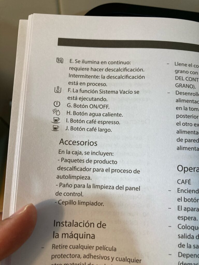 Cafetera superautomática Incapto - instrucciones